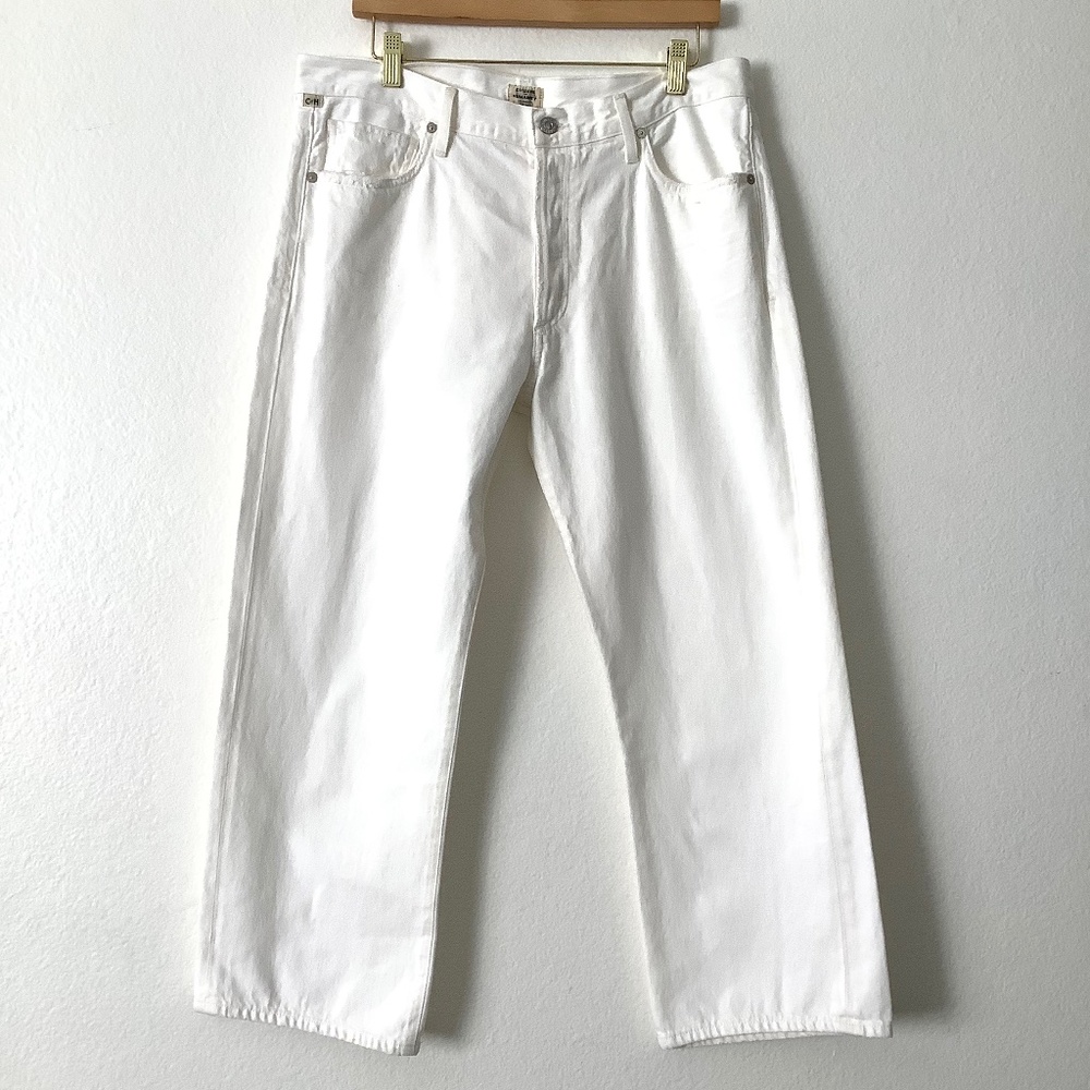 New Citizens of Humanity Emery High Rise Relaxed Crop White Chalk Jeans Size 31